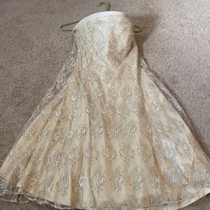 Strapless Lace Semi-Formal Dress